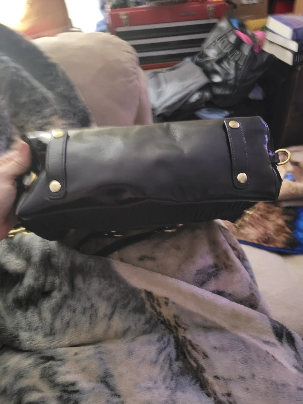 Coach Black Shoulder Tote with Gold Hardware